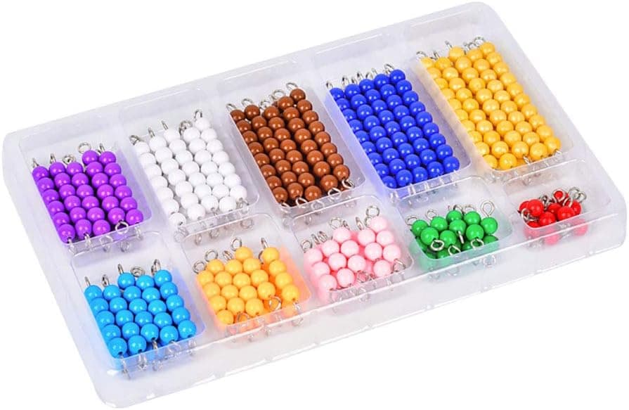 Kghios Montessori Math Toys Material for Toddlers 10 Sets of Colord Bead Chains 1-10 for Early Preschool Learning Toy ,1-10 Numeral Cognition Toy