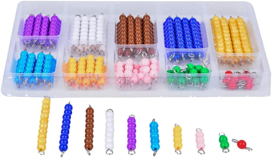 Kghios Montessori Math Toys Material for Toddlers 10 Sets of Colord Bead Chains 1-10 for Early Preschool Learning Toy ,1-10 Numeral Cognition Toy
