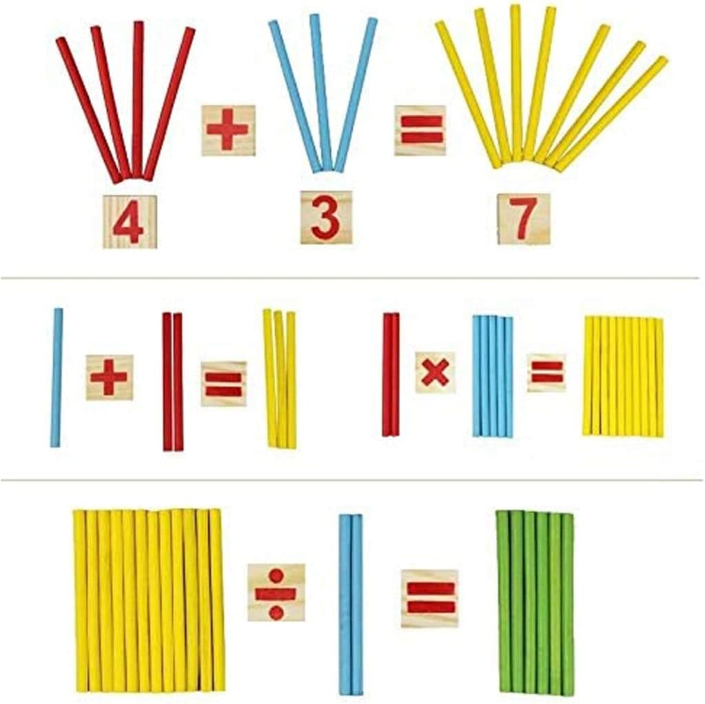 KUTOI Counting Number Blocks and Sticks | Montessori Toys for Kids Learning| Homeschool Supplies for Math manipulatives | Toddlers Educational Wooden rods with Storage Tray