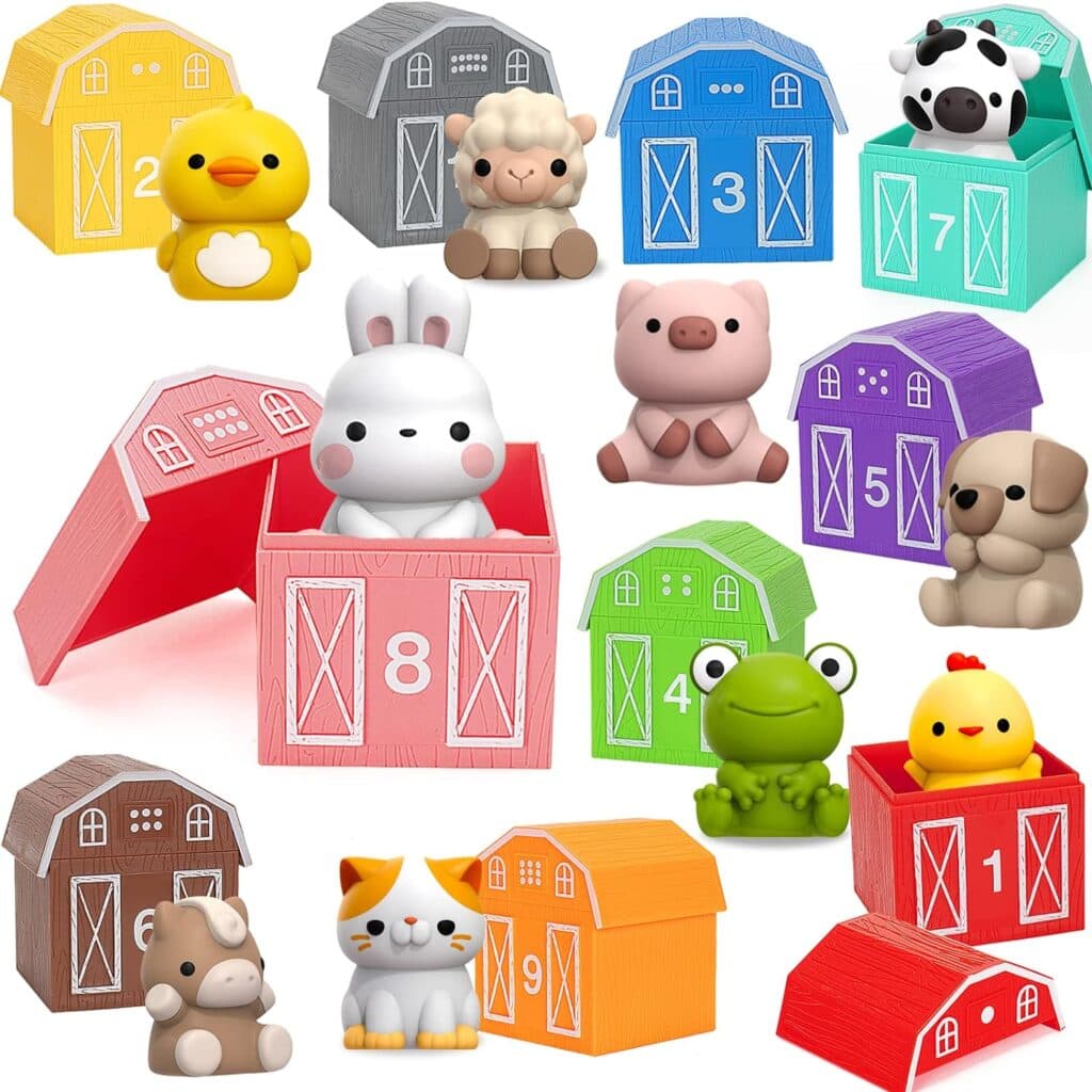 Learning Toys for 1,2,3 Year Old Toddlers, 20Pcs Farm Animals Toys Montessori Counting, Matching Sorting Fine Motor Games, Christmas Birthday Easter Gift for Baby Boys Girls Age 12-18 Months