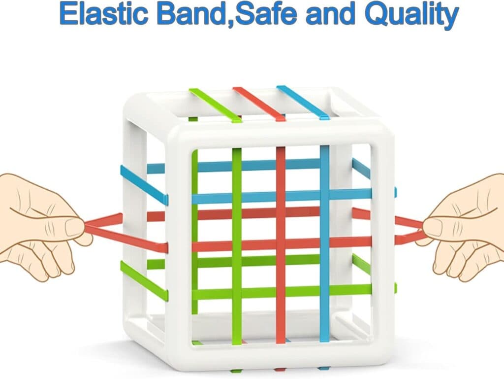 MINGKIDS Montessori Toys for 1 Year Old,Baby Sorter Toy Colorful Cube and 6 Pcs Multi Sensory Shape, Toddler Developmental Learning Toys Birthday Gifts,Baby Toys 6-12-18 Months