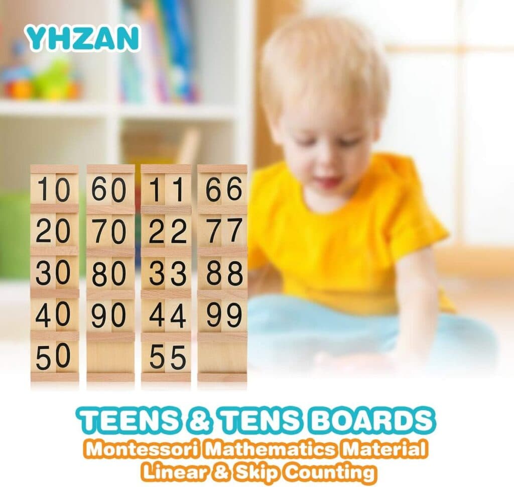 Montessori Math Material Teen Ten Boards Educational Toy for Age 3-6 Family Version Teaching Aids