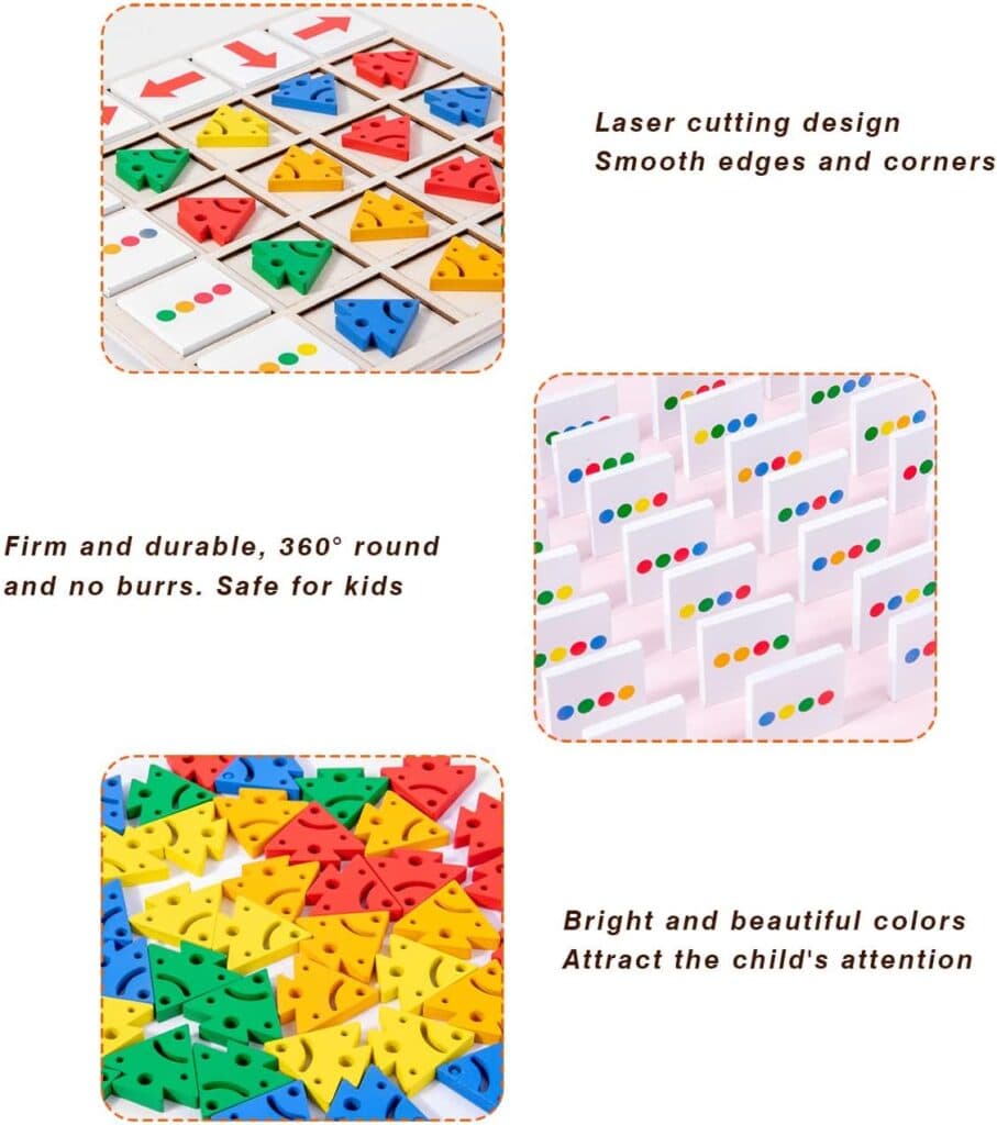 Montessori Toys Color Direction Cognitive Wooden Toy for Toddler Color Sorting Games for Developing Fine Motor Skill (Color and Orientation Cognition)