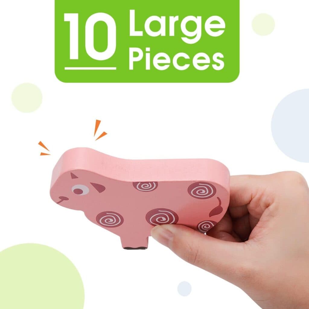 Montessori Toys for 2 3 4 Year Old, 10pcs Wooden Animal Blocks Sorting Stacking Toys for 2-4 Year Old Toddlers Girl Boy Gifts, Kids Preschool Educational Toys Fine Motor Skills Learning Games