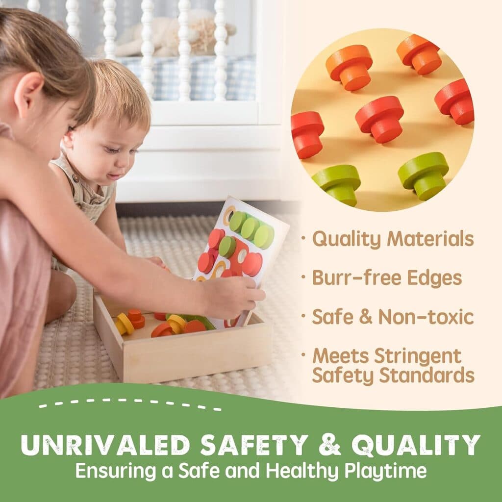 Tiny Land 4 in 1 Montessori Toys for 2 Year Old - Develop Fine Motor and Cognitive Skills with Color Sorting, Lacing Beads, Shape Matching, and Seasons Puzzles.