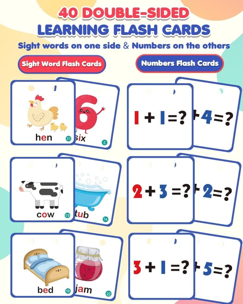 Wooden CVC Word Spelling Games, Math Addition Game, Sight Word Math Flash Cards: Montessori Educational Toy for Kindergarten Homeschool Supplies Preschool Activities 3 4 5 6 Year Old Kids