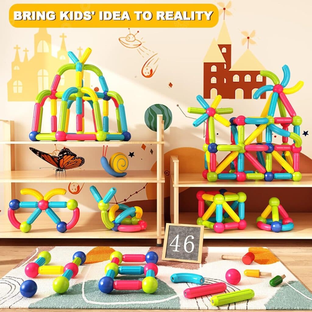 Magnet Toys for 3 Year Old Boys Girls, Montessori Toys for Toddlers Kids, Magnetic Blocks Building DIY Learning Educational Toys Gift- Starter Set