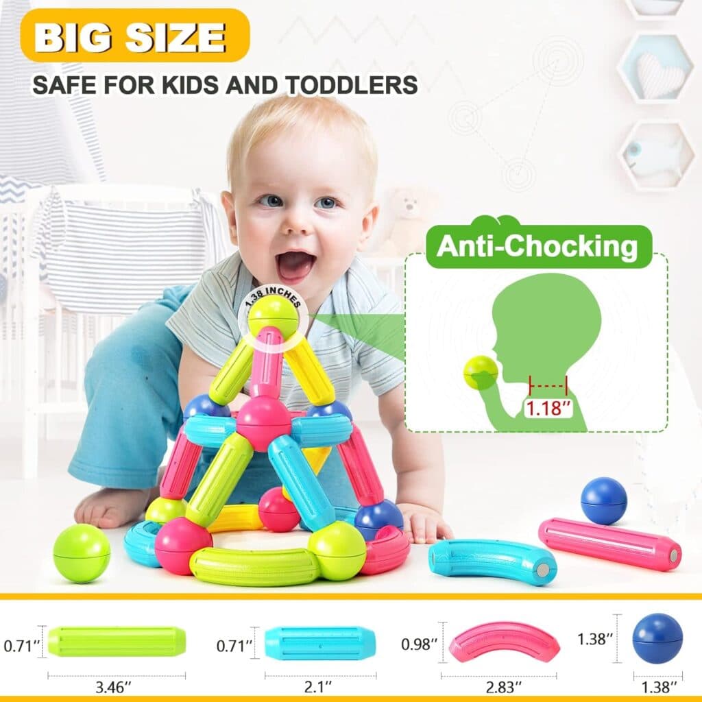 Magnet Toys for 3 Year Old Boys Girls, Montessori Toys for Toddlers Kids, Magnetic Blocks Building DIY Learning Educational Toys Gift- Starter Set