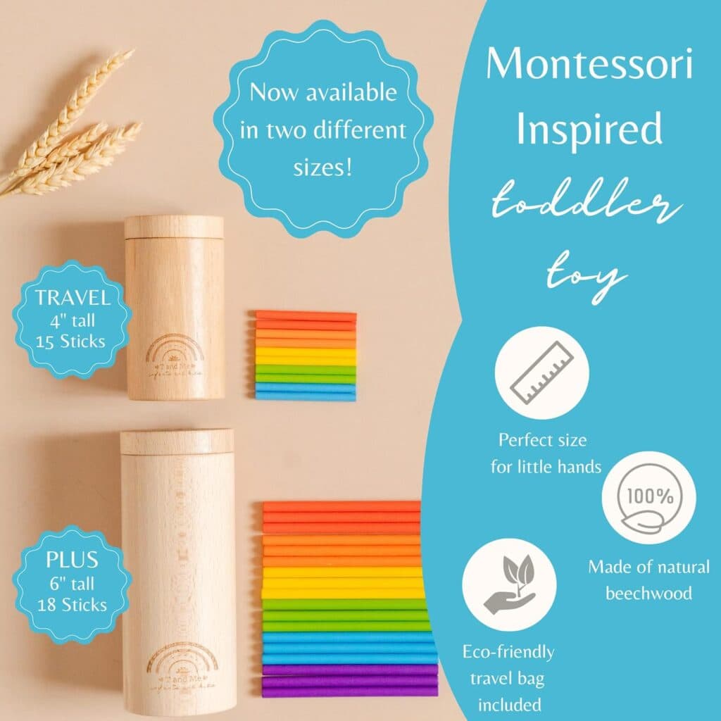 Sticks for Kids Travel Size, Montessori Toddler Toys, Toys for 1-3 Year Old, 1 Year Old Gift, Wooden Toddler Toys, Toddlers Stay Busy, Sensory Toys, Learning Toys for Toddlers, Educational Games