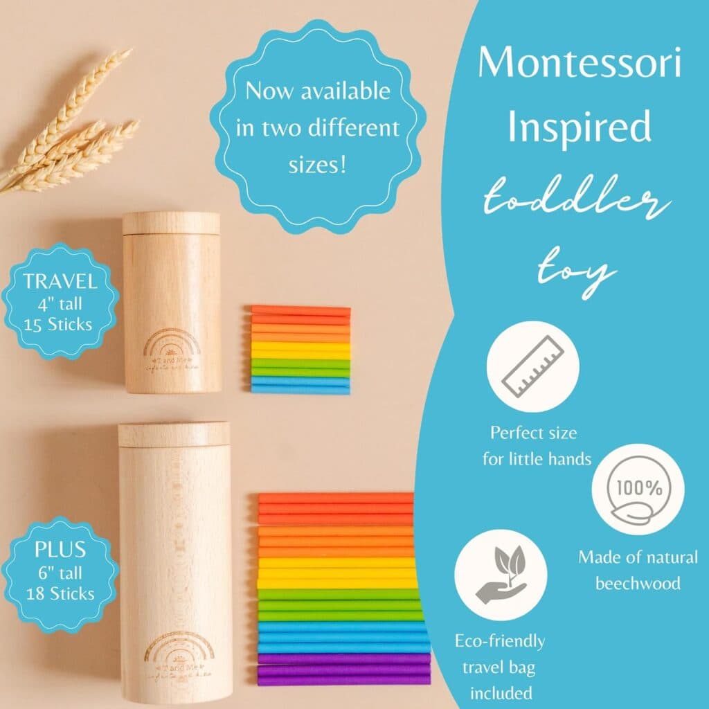Sticks for Kids Travel Size, Montessori Toddler Toys, Toys for 1-3 Year Old, 1 Year Old Gift, Wooden Toddler Toys, Toddlers Stay Busy, Sensory Toys, Learning Toys for Toddlers, Educational Games