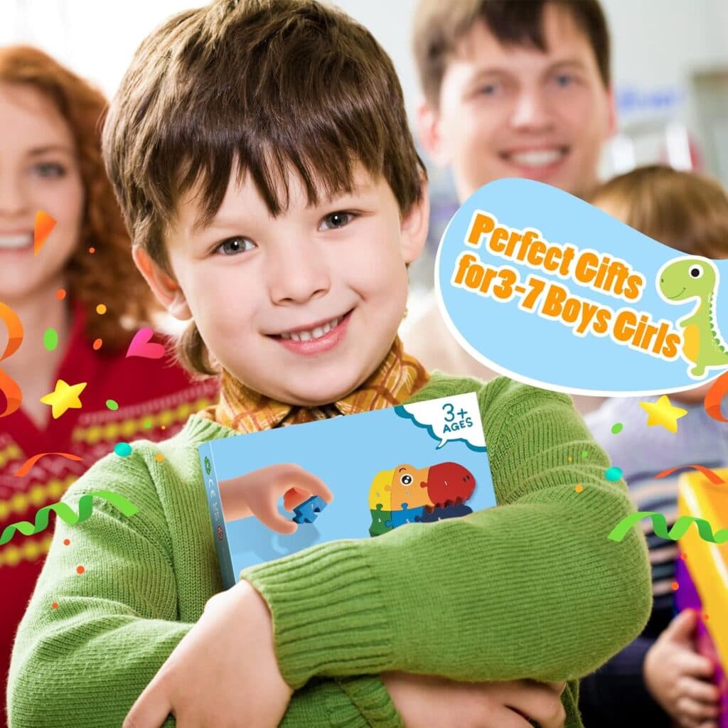 Dinosaur Toys for Kids 3-5: Wooden Stacking Montessori Toys for 3-7 Year Old Balance Competition Game for Family Ideal Christmas and Birthday Gifts for Kids Stocking Stuffers (Classic Version)