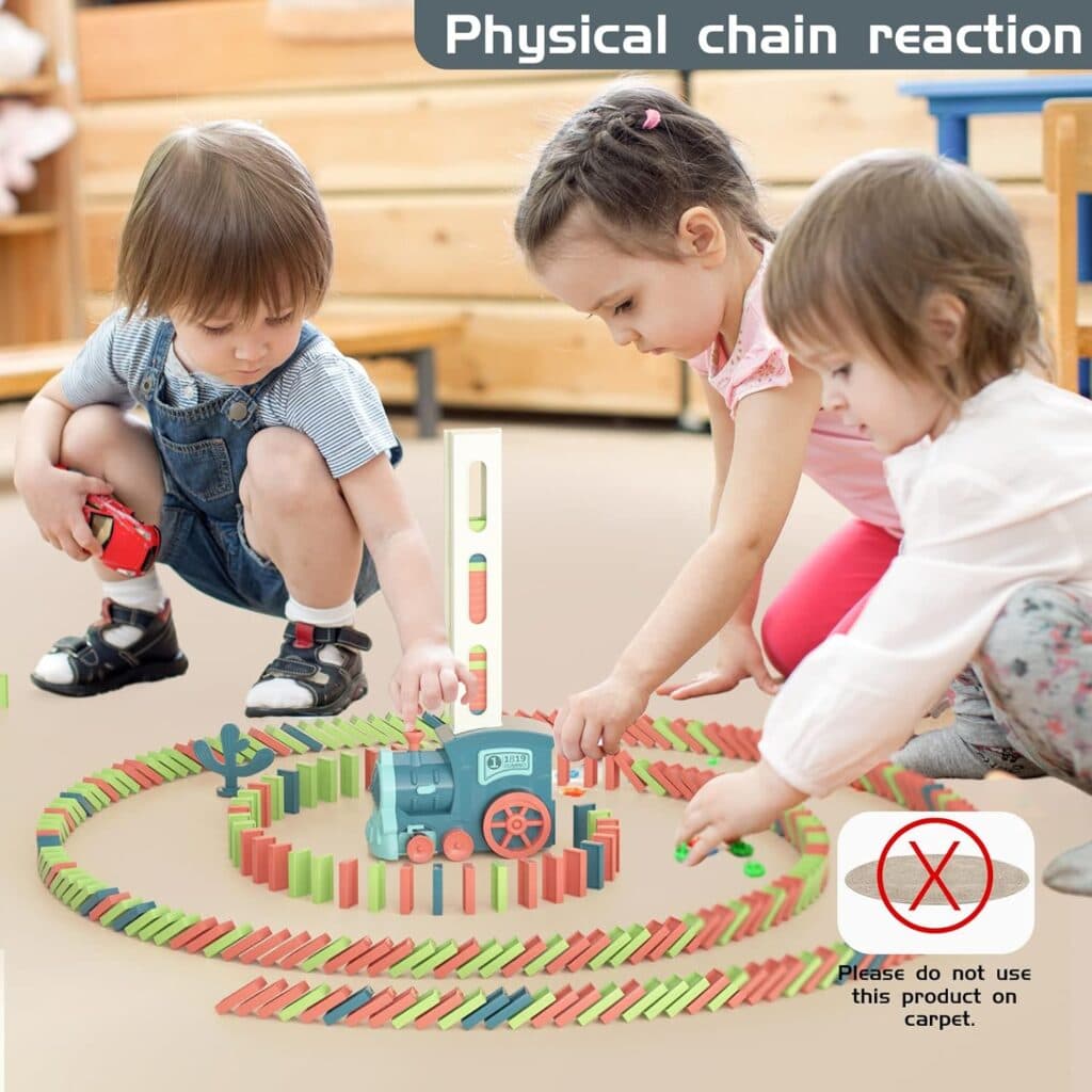 Kids Games Domino Train Toys: 180PCS Automatic Dominoes Stacking Creative Game 3+ Year Old - Stem Montessori Toy for Boys 4-6 - Summer Autistic Christmas Birthday Gifts 5 6 Toddler Girls Ages 4-8