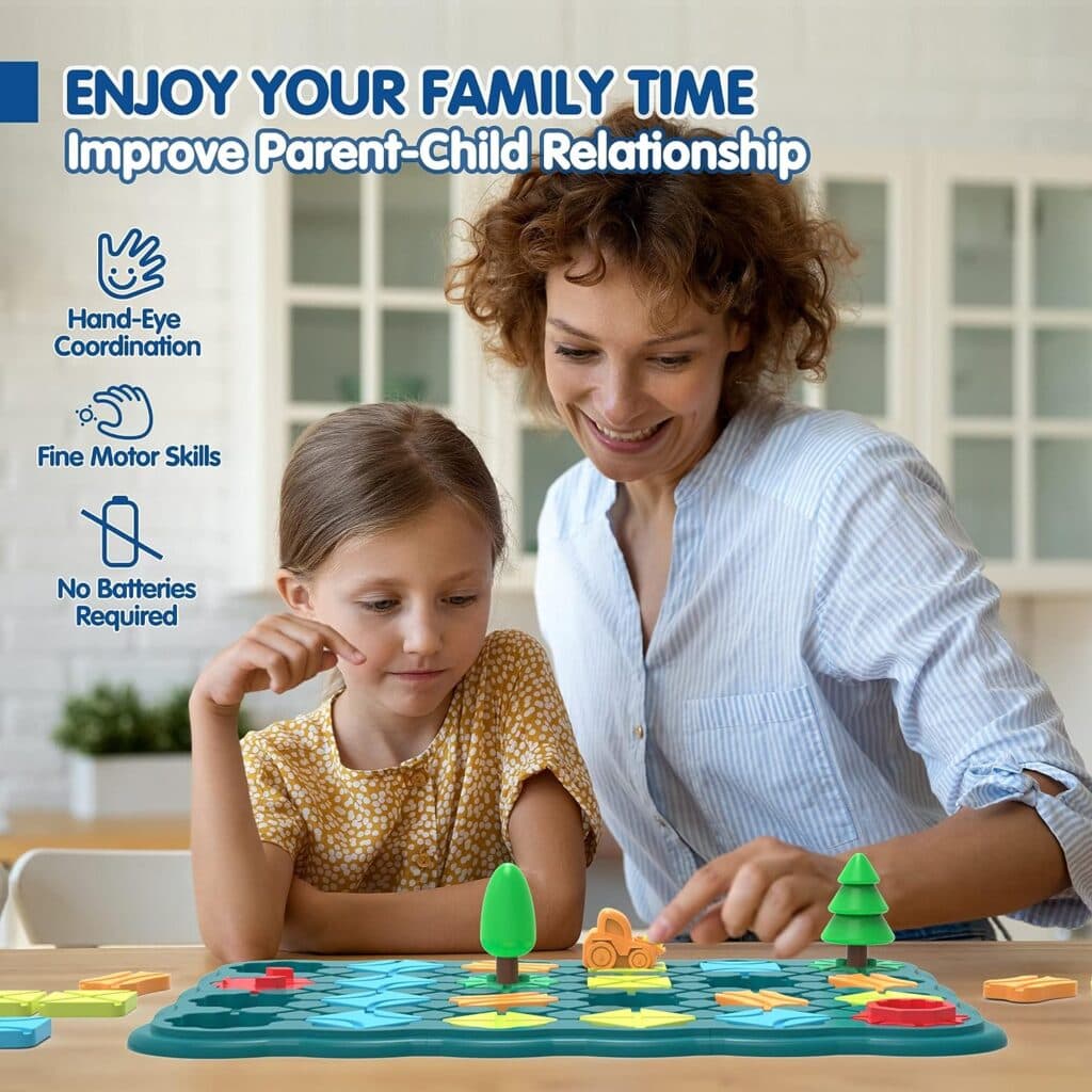 Kids Toys STEM Board Games - Smart Logical Road Builder Brain Teasers Puzzles for 3 to 4 5 6 7 Year Old Boys Girls, Educational Montessori Birthday Gifts for Ages 3-5 Preschool Classroom Learning