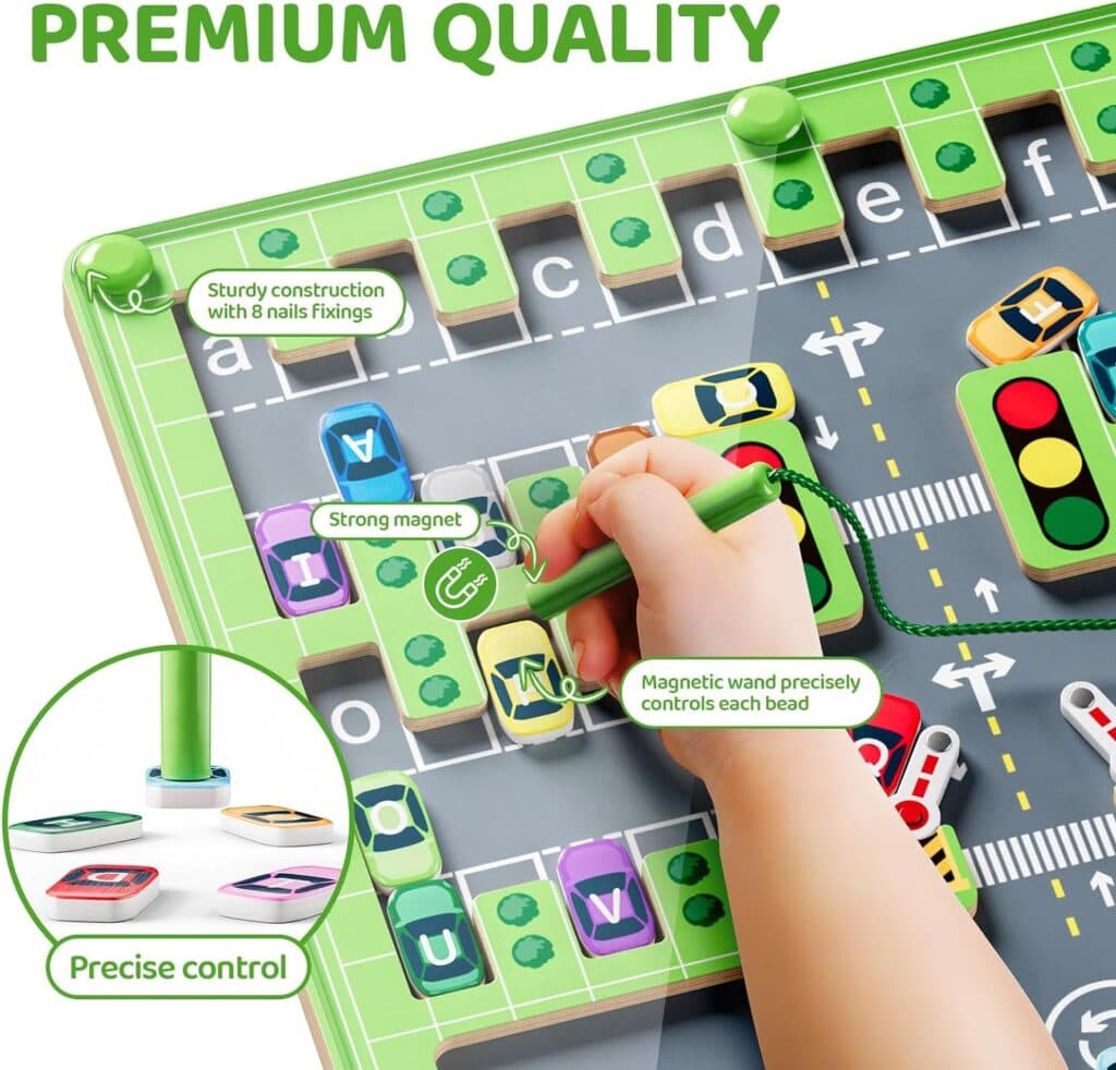 zhiwuzhu Magnetic Alphabet Maze Letter Puzzle,Montessori Fine Motor Skills Toys for Girls Boys,Education Toys for Preschool Learning Activities,Travel Toys Gifts for Toddler