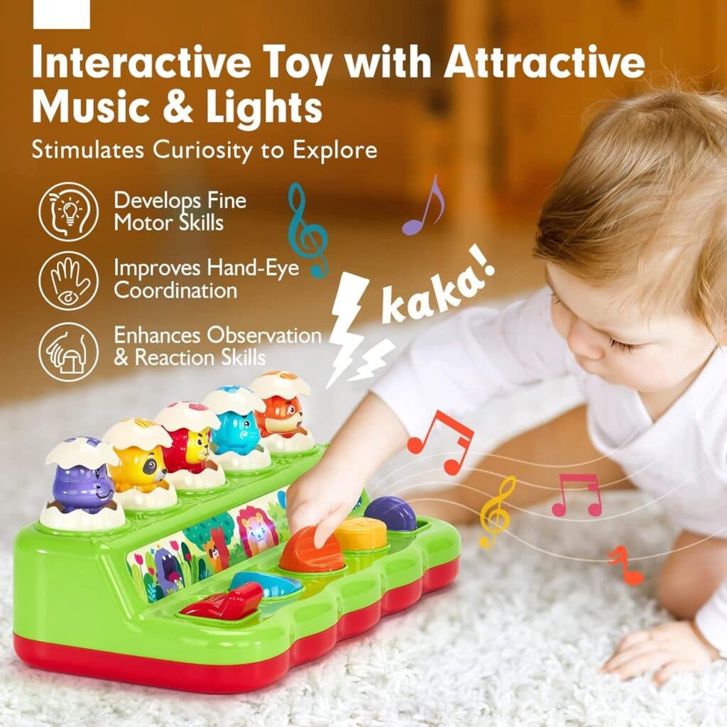 Baby Toys 12-18 Months - Baby Toddler Toys for Boy Gifts Pop up Toy with Music and Light for Toddlers 1-3 Early Developmental Montessori Cause and Effect Toys Stocking Stuffers for Toddlers 1-3 Gifts