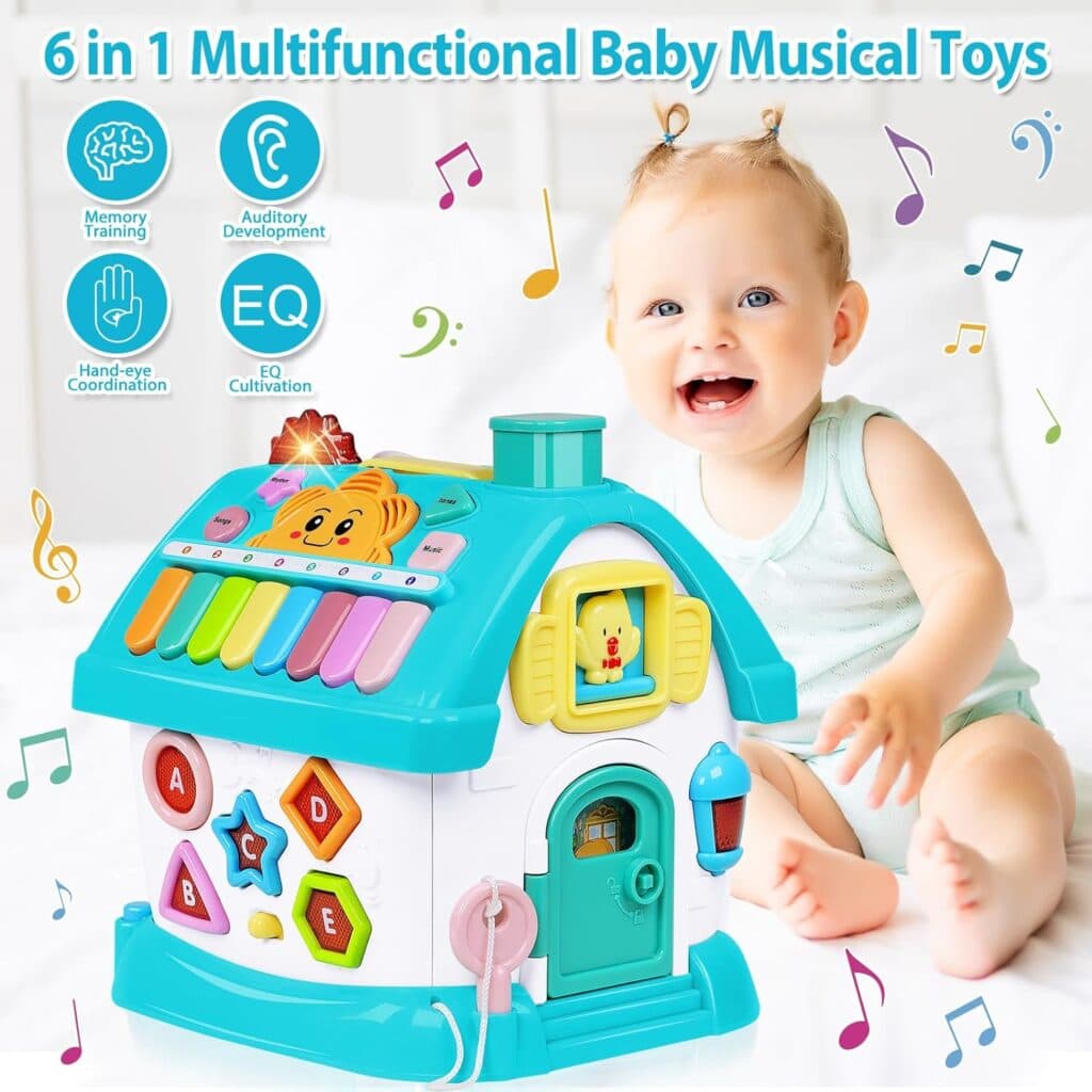Baby Toys Montessori Birthday Gift: 6-in-1 Baby Musical Toys for 1+ Year Old - Educational Learning Activity Toys for Toddlers Age 1-3 First Birthday Gifts for Boys Girls 12 18 24 Months
