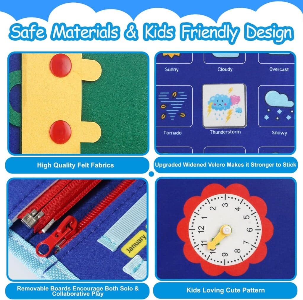 Goopreen Busy Board Montessori Toys for 1 2 3 4 Year Old Girls Boys, Autism Sensory Toys Educational Activity Developing, Travel Toys for Plane Car Games, Birthday Gift Quiet Book for 1-4 Yr Kids