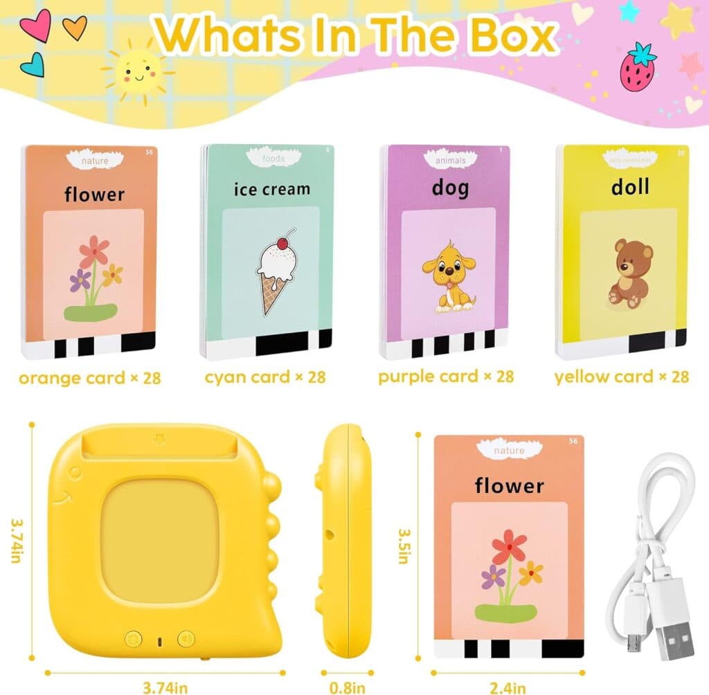 Kids Toddler Talking Flash Cards with 224 Sight Words,Montessori Toys,Speech Therapy,Autism Sensory Toys,Learning Educational Gifts for Age 1 2 3 4 5 Years Old Boys and Girls