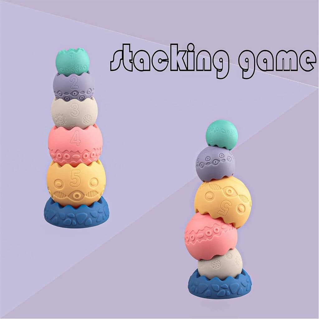 Miawow Stacking Balls Soft Toys for Babies 6 12 18 Months 1 Year Old Girls Boys - Toddlers Sensory Educational Montessori Baby Blocks - Infant Newborn Developmental Teething Learning Stacker Cups