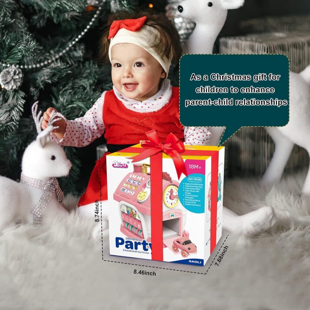 Montessori Toys for 1+ Year Old Girl - Toddler Toys Age 1-2, 6-in-1 Toys with Sound/Lights/Music/Clock/Telephone/Car,Smart Learning Home