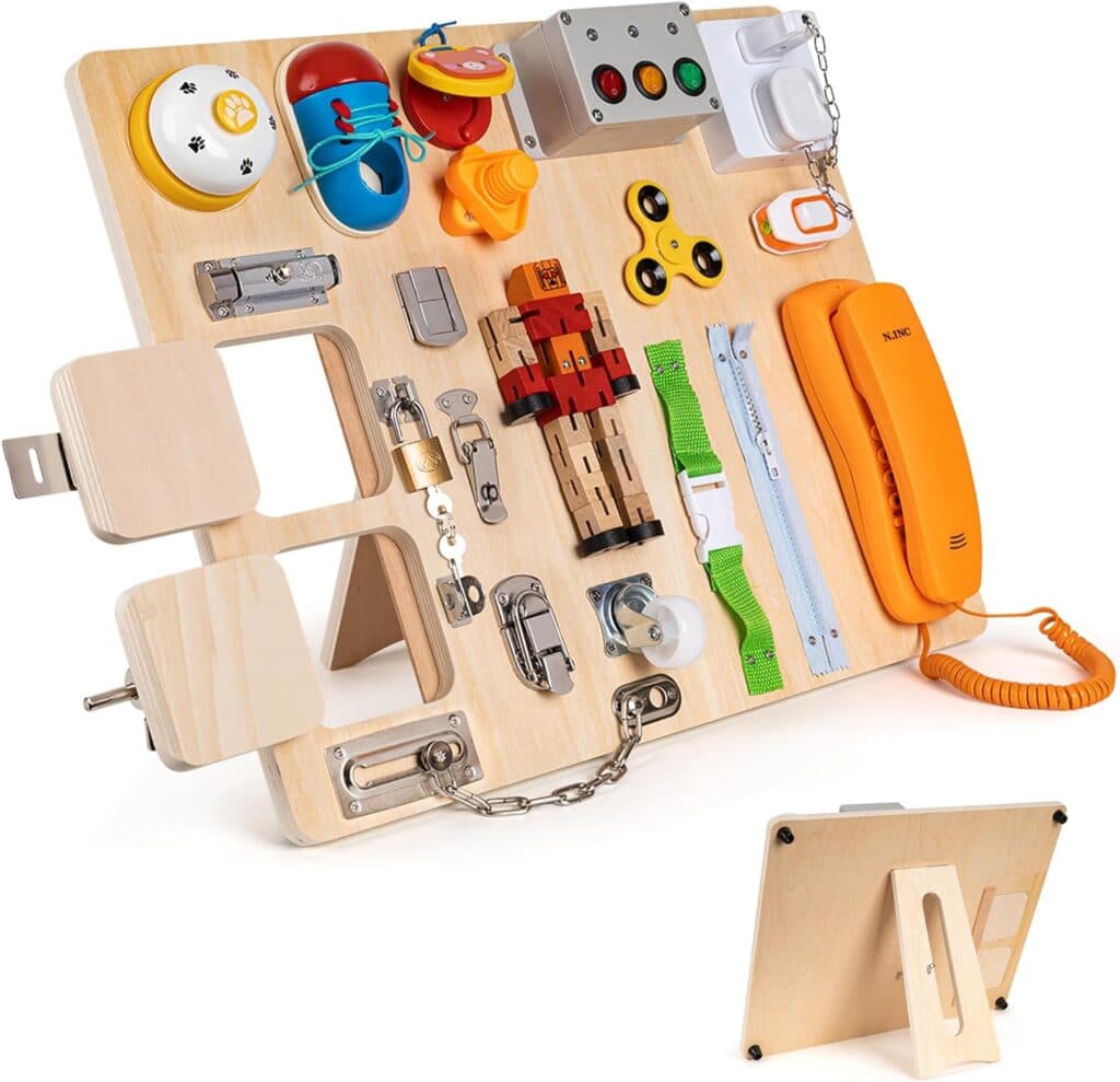 Montessori Busy Board for Toddlers 20-in-1 Large Busy Board for 1 2 3 4 Year Old Busy Board Toys Learn to Dress Toys for 3 Yeas Kids Learning Toy for Kids Busy Board