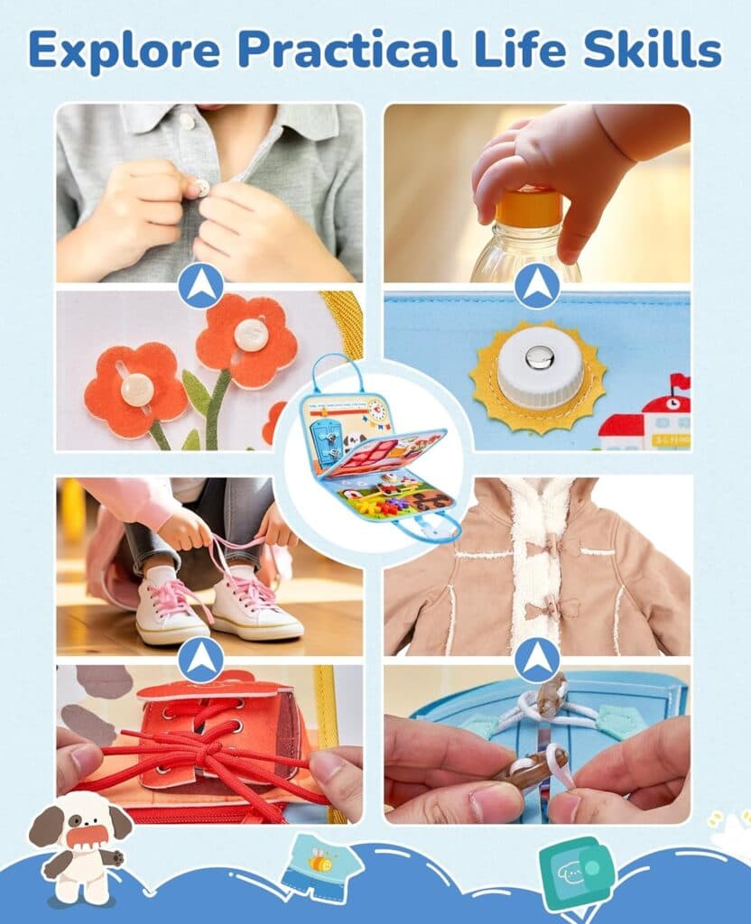 JoyCat Busy Board Montessori Toy for 1 2 3 4 Years Old, Activity Books, Sensory Toys for Toddlers, Airplane Car Travel Toys Birthday Gifts for Boys Girls