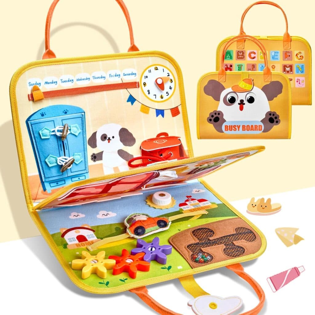 JoyCat Busy Board Montessori Toy for 1 2 3 4 Years Old, Activity Books, Sensory Toys for Toddlers, Airplane Car Travel Toys Birthday Gifts for Boys Girls