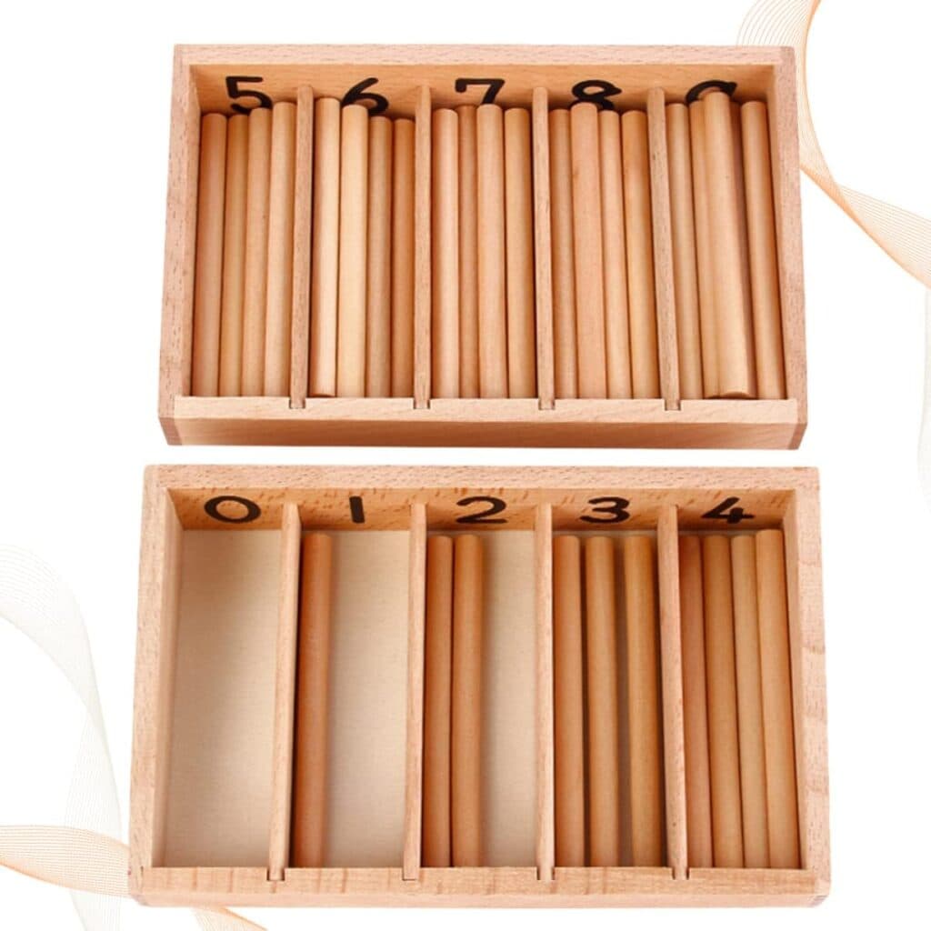 Toyvian 1setbox for Preschool Educational Counting Croquet Mallet Playings Montessori Toys Rods Calculation Random Intelligence Math Rod Case Wood Toy Wooden Storage Family Organizer