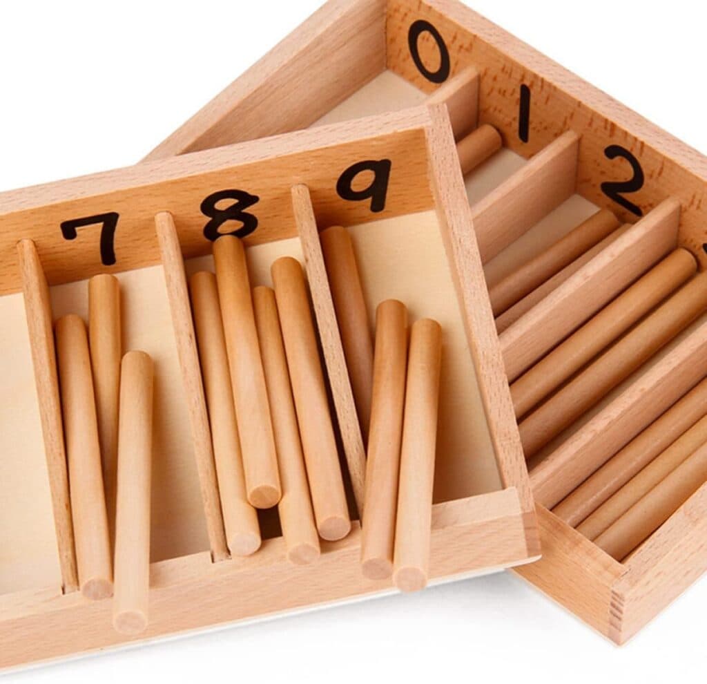 Toyvian 1setbox for Preschool Educational Counting Croquet Mallet Playings Montessori Toys Rods Calculation Random Intelligence Math Rod Case Wood Toy Wooden Storage Family Organizer