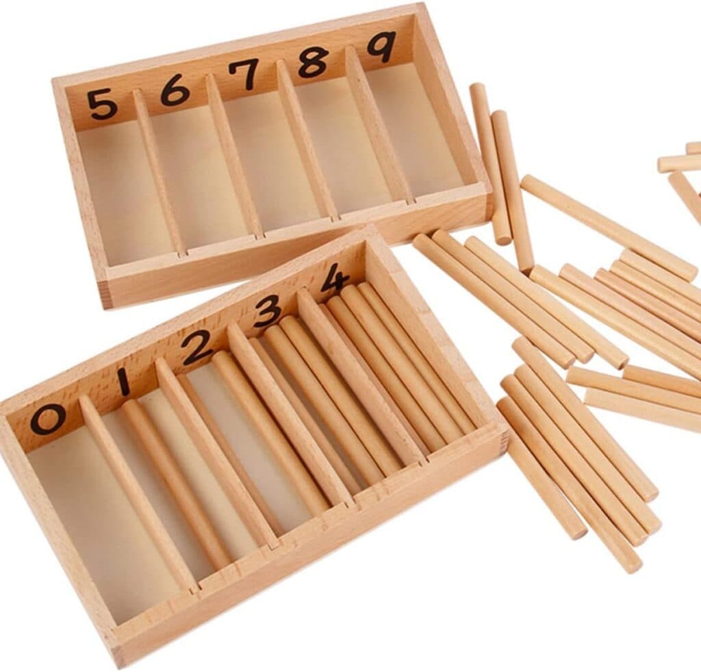 Toyvian 1setbox for Preschool Educational Counting Croquet Mallet Playings Montessori Toys Rods Calculation Random Intelligence Math Rod Case Wood Toy Wooden Storage Family Organizer