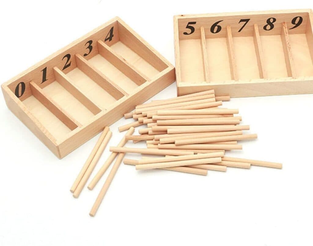 Toyvian 1setbox for Preschool Educational Counting Croquet Mallet Playings Montessori Toys Rods Calculation Random Intelligence Math Rod Case Wood Toy Wooden Storage Family Organizer