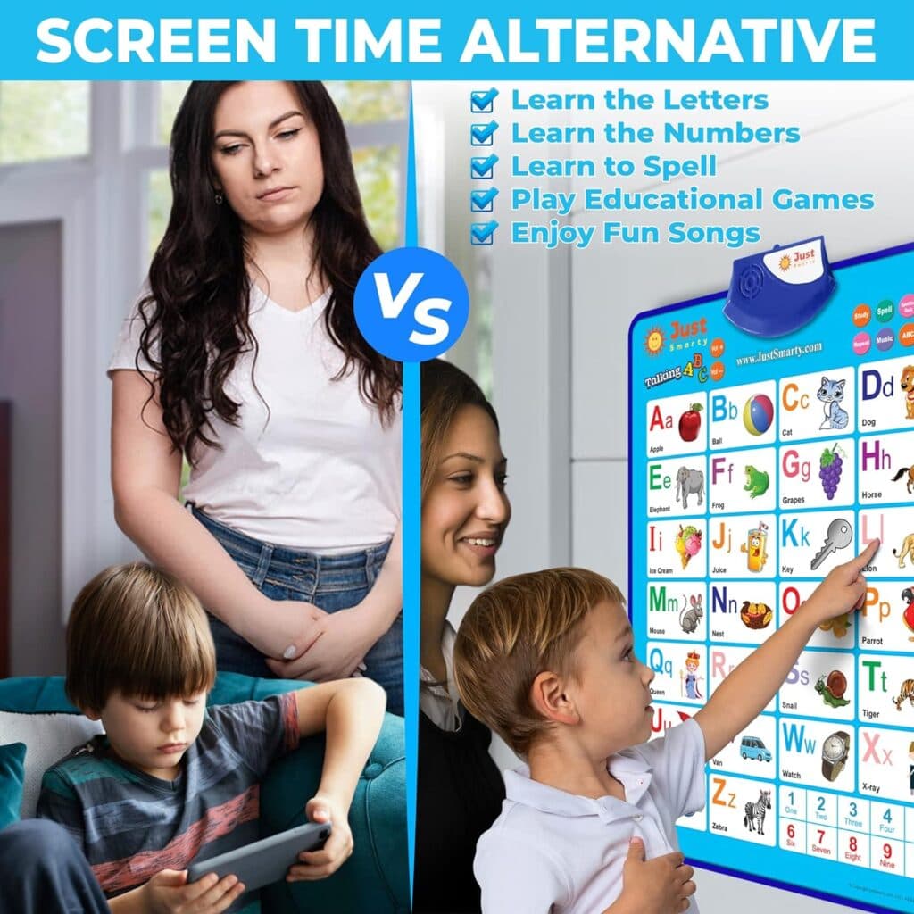 Just Smarty Alphabet Wall Chart for Toddlers 1-3 | ABCs 123s Kids Learning Toy | Educational Gift for Toddler Ages 1 2 3 4 5 | Speech Therapy Toys for Toddlers 1-3 | Autism Toys for Toddlers 3-4
