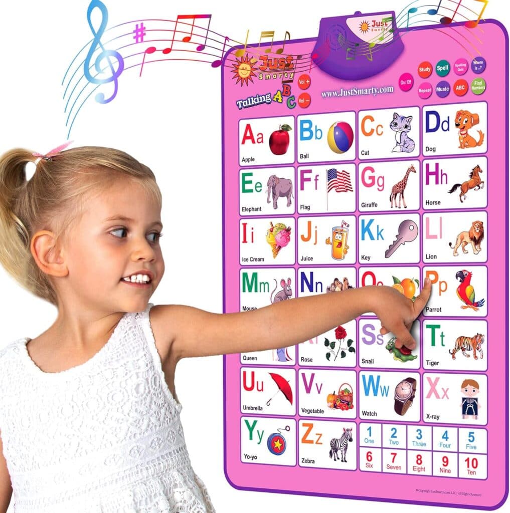 Just Smarty Alphabet Wall Chart for Toddlers 1-3 | ABCs 123s Kids Learning Toy | Educational Gift for Toddler Ages 1 2 3 4 5 | Speech Therapy Toys for Toddlers 1-3 | Autism Toys for Toddlers 3-4
