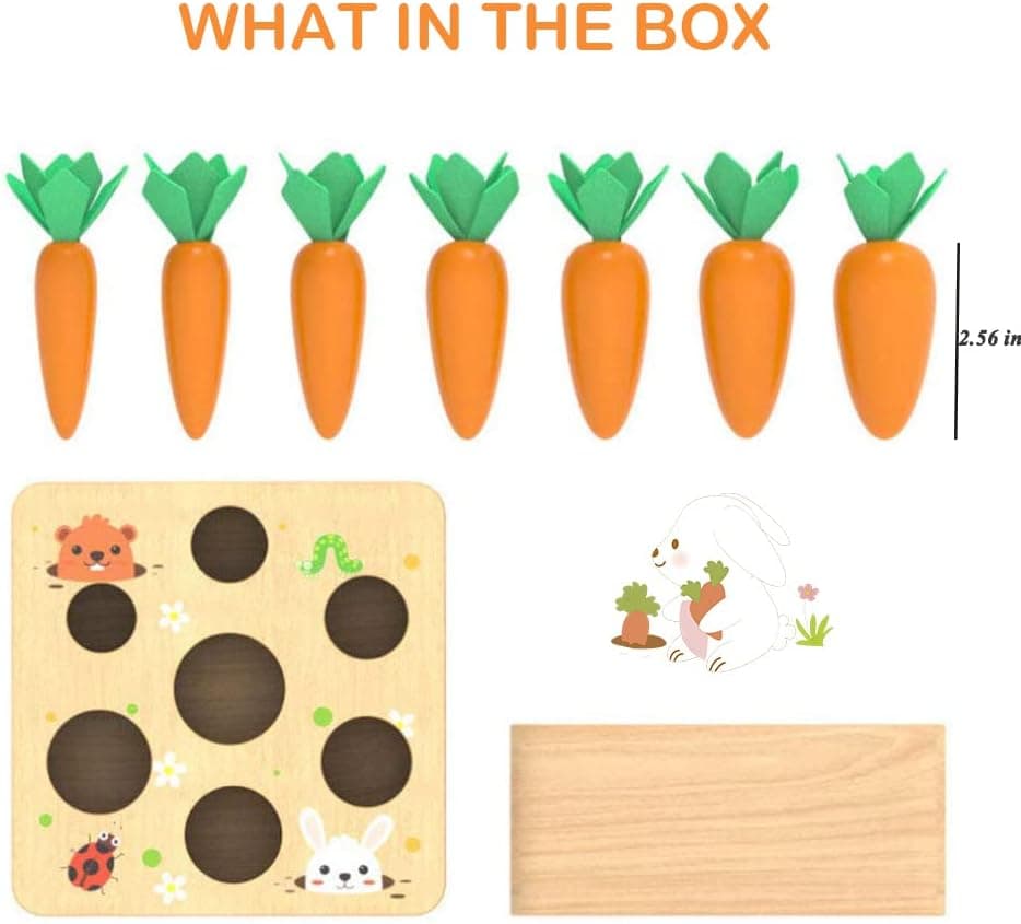 Montessori Toys for 1 Year Old, Wooden Toys Developmental Shape Sorting Matching Puzzle Carrots Harvest Game, Birthday Gifts for Toddlers Babies Boys and Girls 6-12 Months Christmas