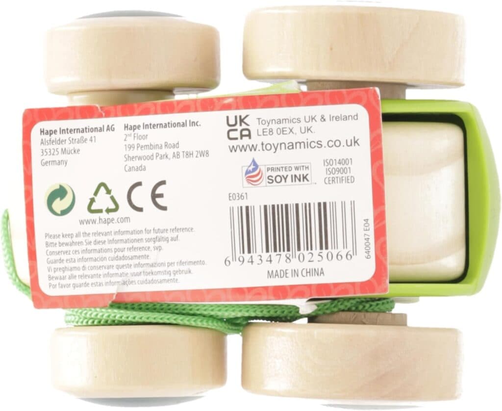 Hape Frog Pull-Along Wooden Frog Fly Eating Pull Toddler Toy, Bright Colours