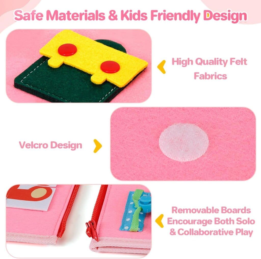 Montessori Busy Board Toys for 1 Year Old Girl Gifts, Educational Preschool Learning Sensory Travel Toys for Toddlers 1-3 Year Old, First One Year Old Girls Birthday Gifts Age 2-4