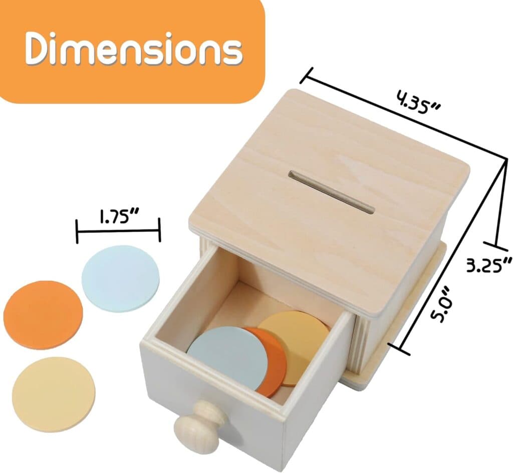 Montessori Mama Montessori Coin Box, Montessori Toys for 1 Year Old Toddler Coins, Baby Wooden Montessori Toy Ball Infant Drawer Drop