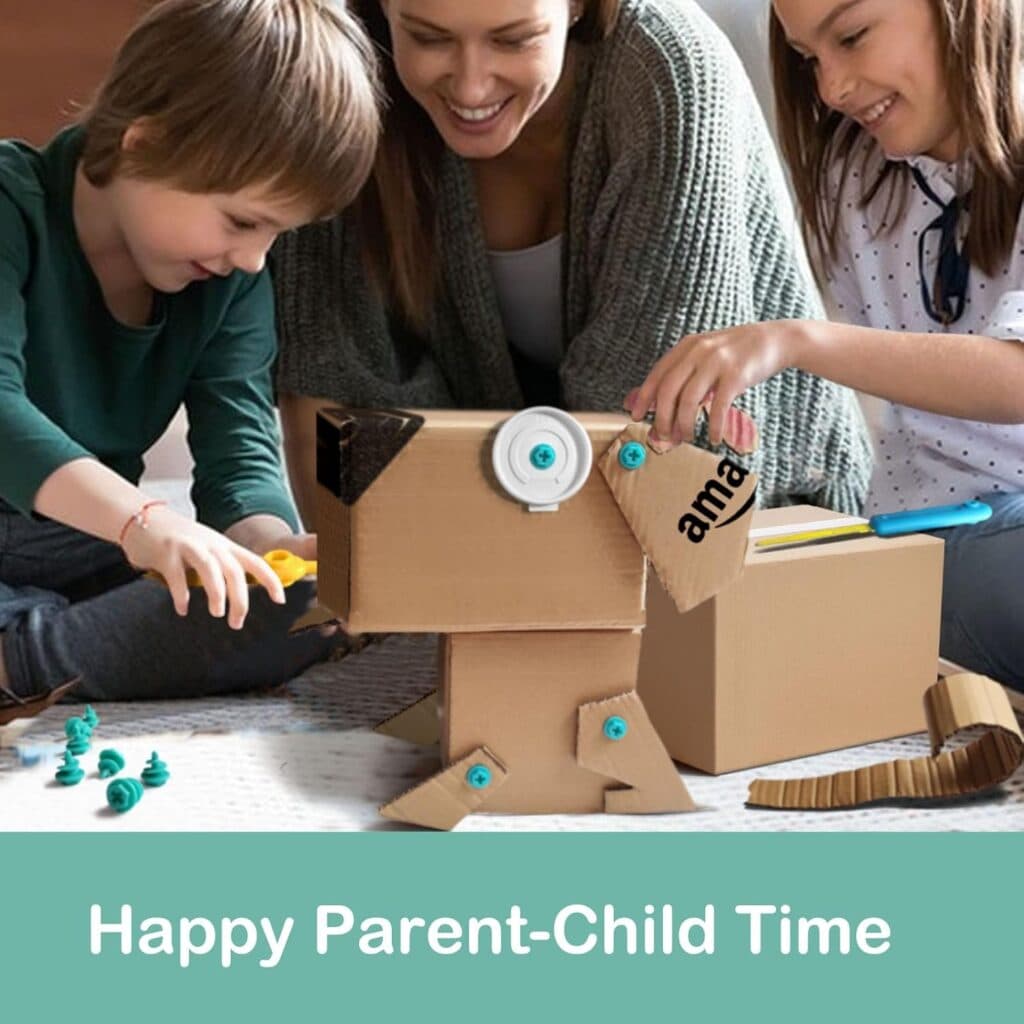 129 Piece Cardboard Tools for Kids with Tool Box, Montessori Construction Toys for Learning, Reusable Cardboard Cutting Tools for Kids, STEM Educational Gift for Boys and Girls Aged 5+