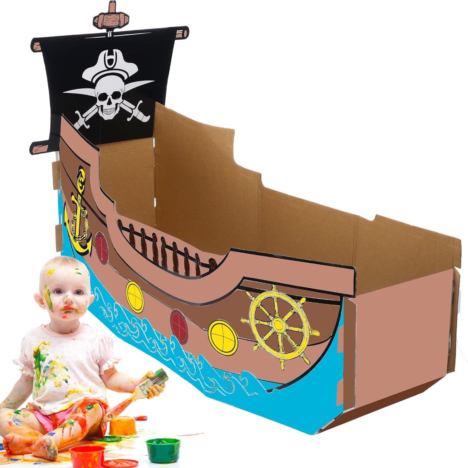 Coloring Pirate Boat Playhouse DIY Cardboard House Review - Coloring tagged article