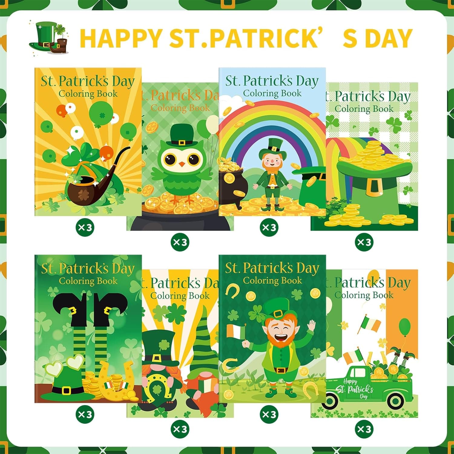 Faccito 24 Pcs St. Patrick's Day Coloring Book review - Holiday Fun tagged article
