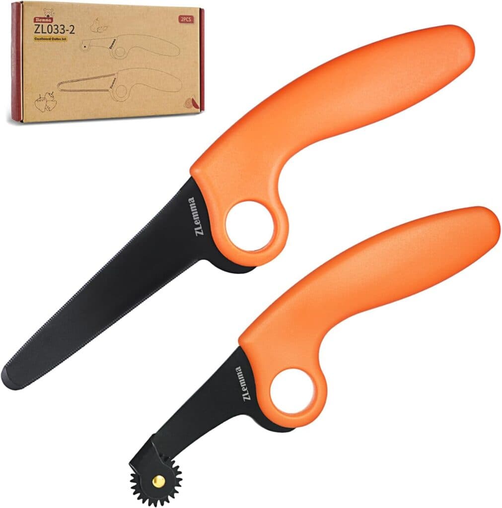 Kids Cardboard Construction Tool Kit with Scoring Wheel, Safe Saw Cardboard Cutter Perforate Lines to Sculpt Cardboard 2 pcs Set, Fold Roller for Boys and Girls