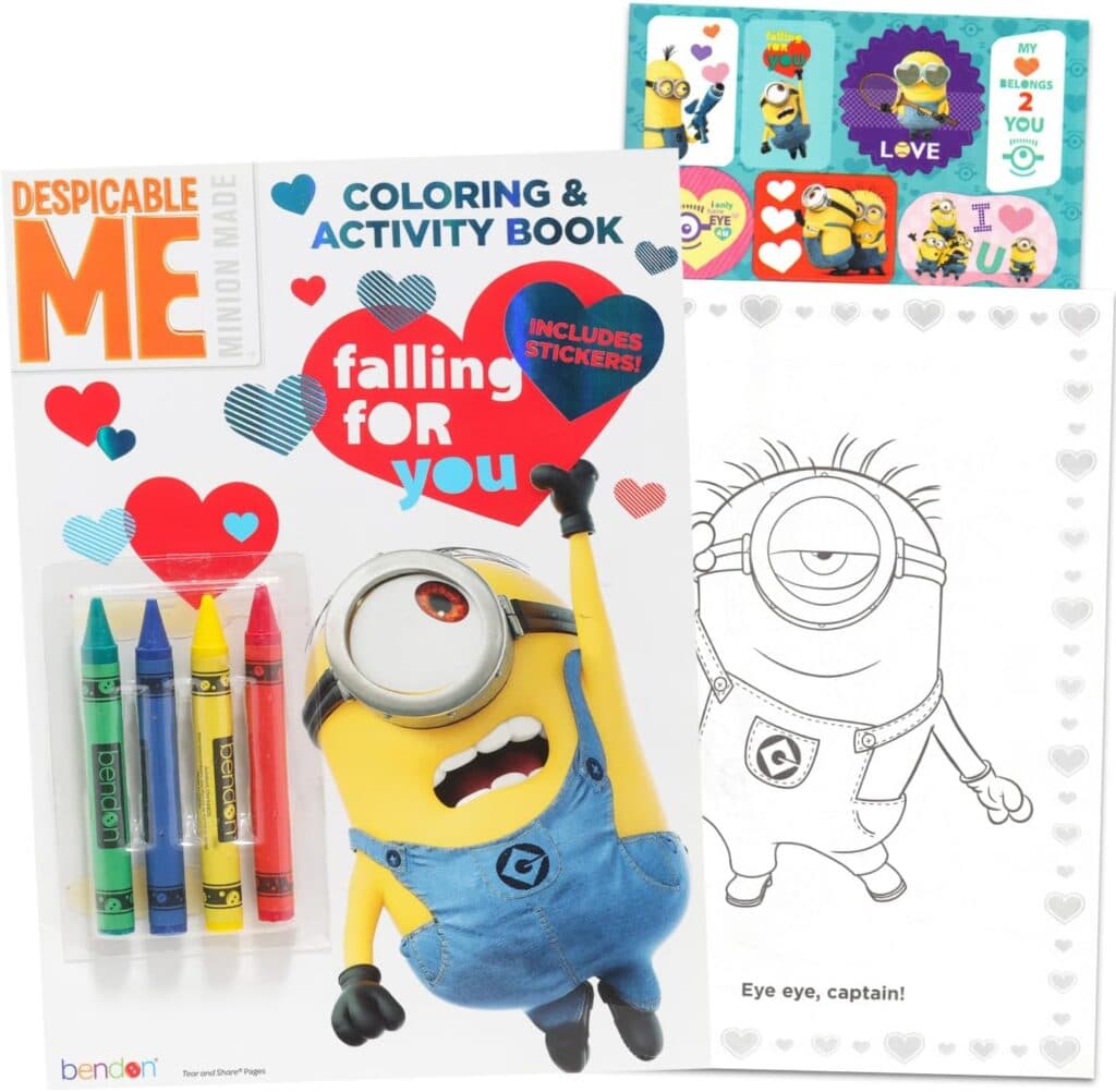 Minions Valentines Day Jumbo Coloring Activity Book Set - 3 Pack Bundle with Minions Valentines Day Coloring Book Plus Jumbo Animal Valentines Coloring Books | Valentines Day Coloring Activity Books