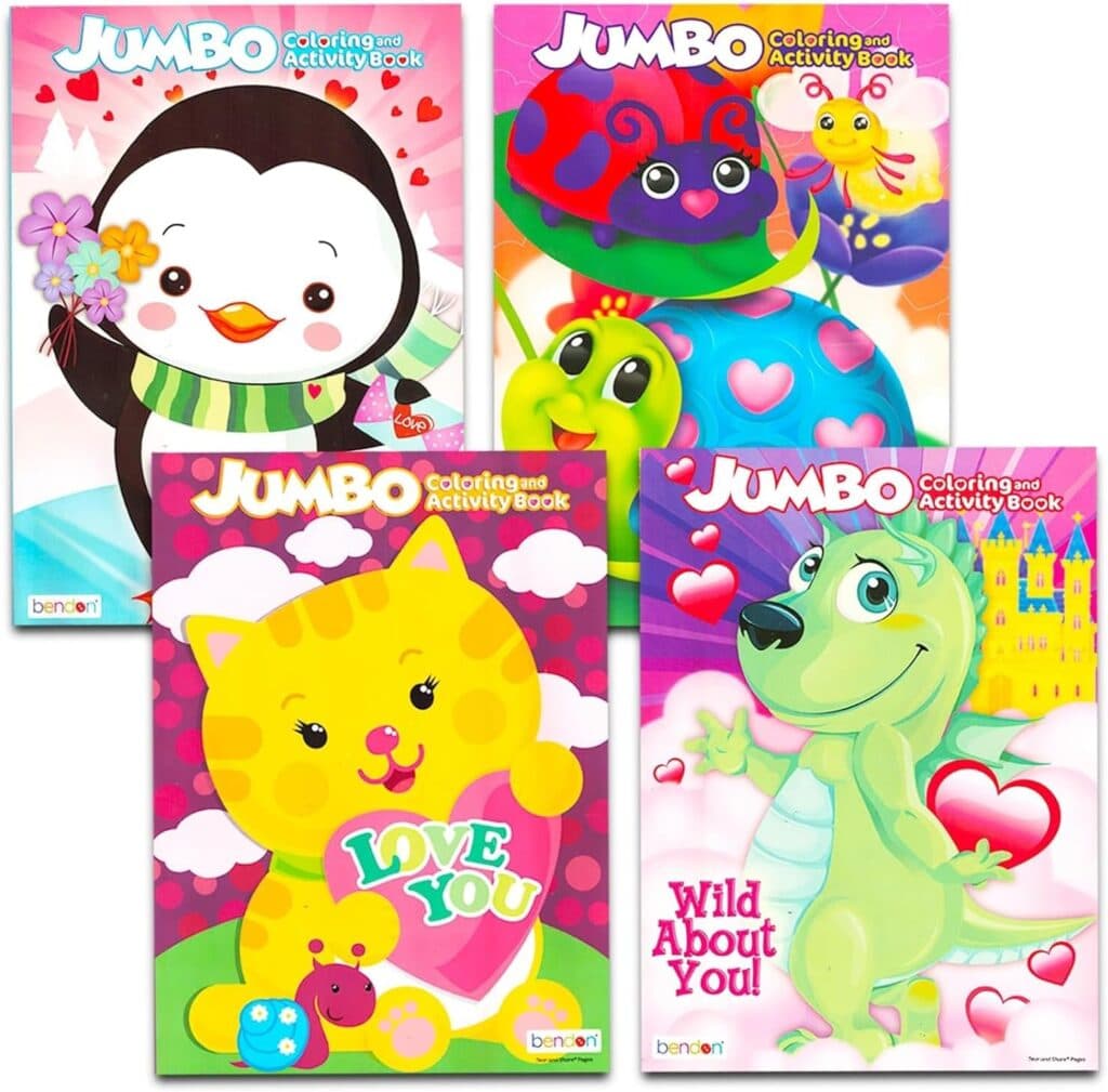 Minions Valentines Day Jumbo Coloring Activity Book Set - 3 Pack Bundle with Minions Valentines Day Coloring Book Plus Jumbo Animal Valentines Coloring Books | Valentines Day Coloring Activity Books