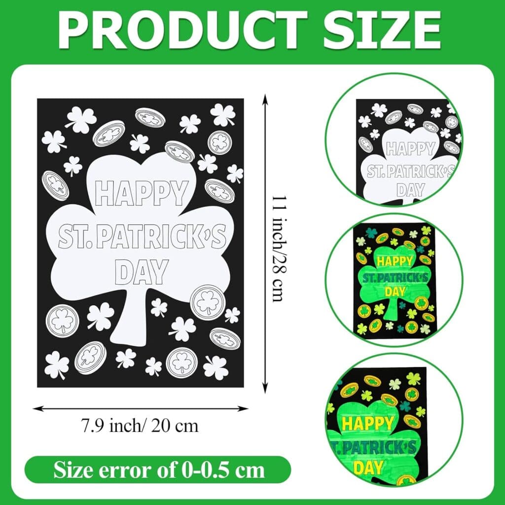 Zhanmai 30 Pcs St. Patricks Day Coloring Posters St. Patricks Day DIY Crafts Bulk Color Your Own Shamrock Irish Elf Hat Posters DIY Crafts for St. Patricks Party School Activities